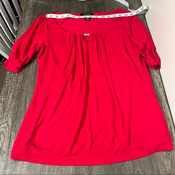 WHBM Red Pleated Scoop-Neck Tee with Cutout, Size M - Picture 8 of 12